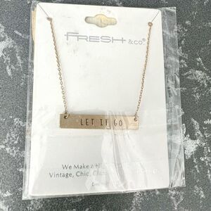 New Fresh & Co Let it Go Bronze Gold Engraved Horizontal Necklace